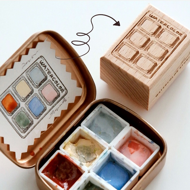 Tools Qa - 6 Grid Watercolor Color Card Wooden