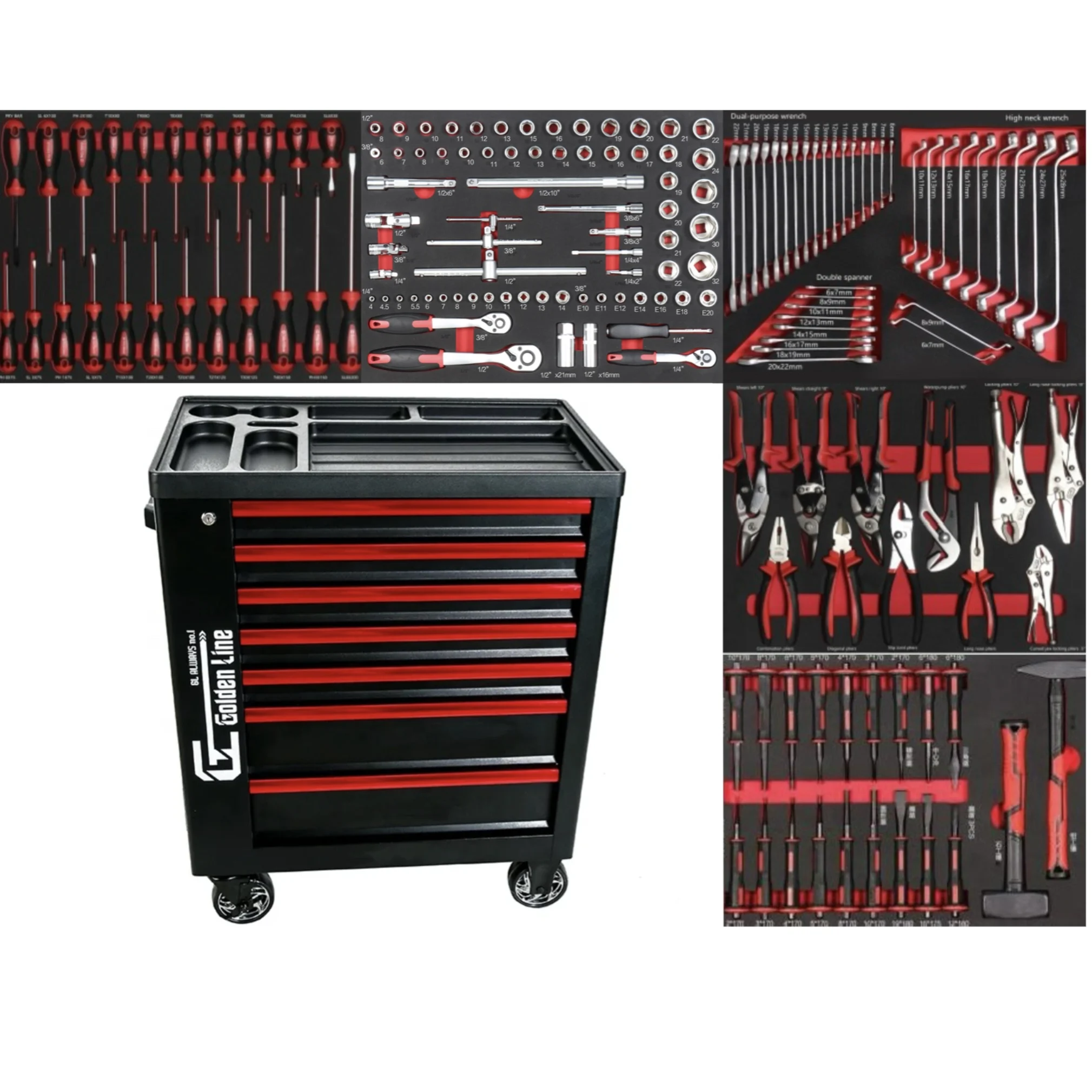 Tools Trolley For Workshop - 7 Drawer Tool Box 5 Layer