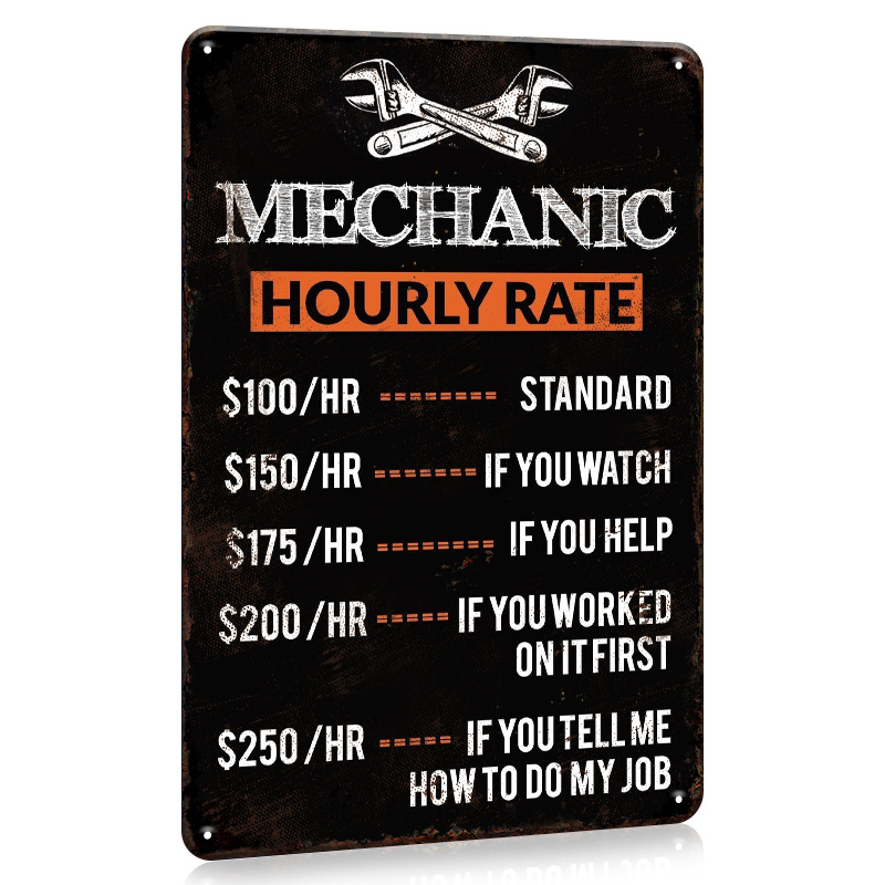Workshop Tools Hours - 1pc, Mechanic Hourly Rate Metal Tin