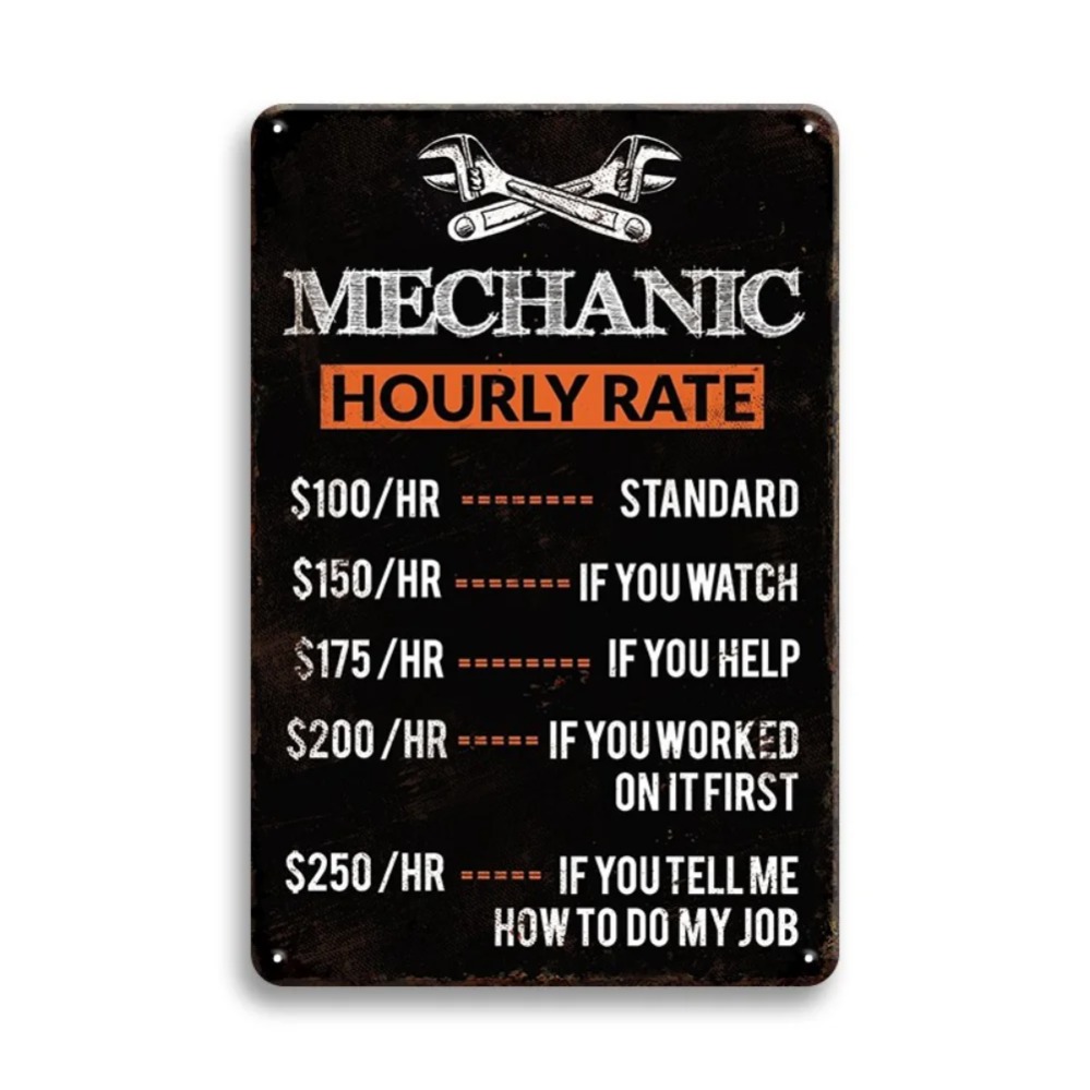 Vintage Mechanic Hour Rate Sig - Workshop Tools Hours recension och pris