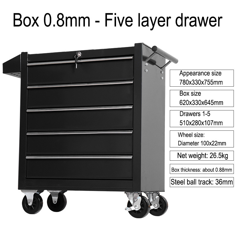 5 Drawer Storage Tool Box Trol - Tools Trolley For Workshop recension och pris